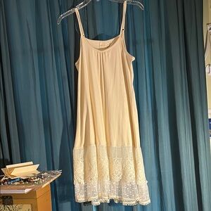 Cream Lace Trim Slip Dress